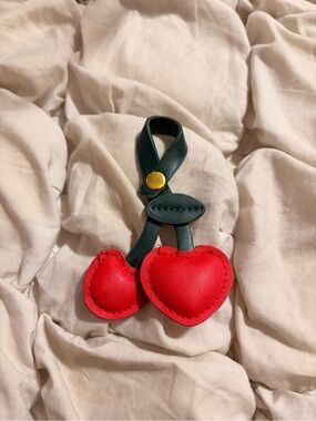 Free People Heart Cherry Bag Charm - Red Leather-Like Accessory